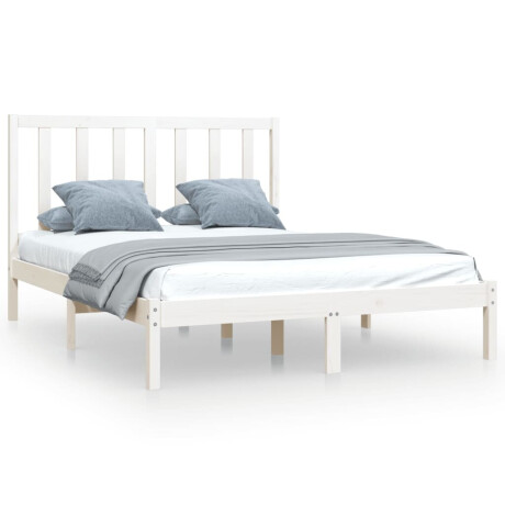 vidaXL Bedframe massief grenenhout wit 140x190 cm afbeelding2 - 1