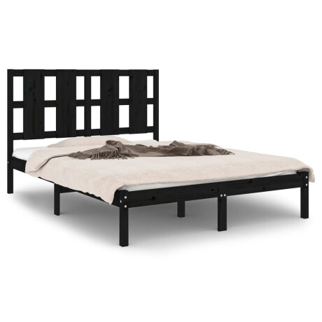 vidaXL Bedframe massief grenenhout zwart 140x190 cm afbeelding2 - 1