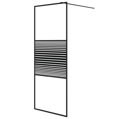 vidaXL Inloopdouchewand 80x195 cm transparant ESG-glas zwart afbeelding2 - 1