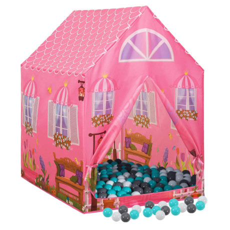 vidaXL Kinderspeeltent met 250 ballen 69x94x104 cm roze afbeelding2 - 1