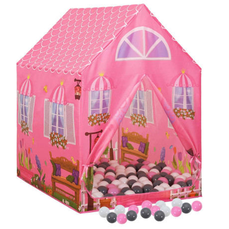 vidaXL Kinderspeeltent met 250 ballen 69x94x104 cm roze afbeelding2 - 1