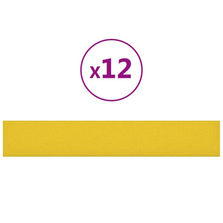 vidaXL Wandpanelen 12 st 1,62 m² 90x15 cm stof lichtgeel afbeelding2 - 1