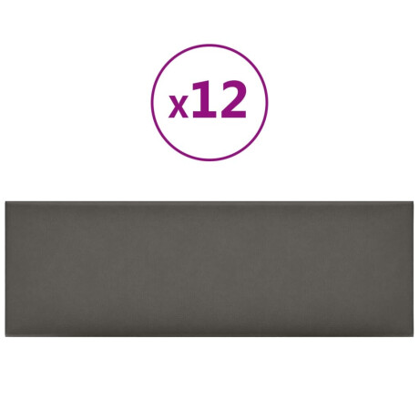 vidaXL Wandpanelen 12 st 3,24 m² 90x30 cm kunstleer grijs afbeelding2 - 1