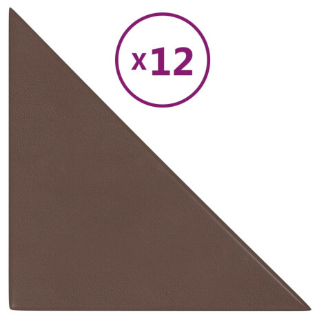 vidaXL Wandpanelen 12 st 0,54 m² 30x30 cm kunstleer bruin afbeelding2 - 1