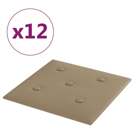 vidaXL Wandpanelen 12 st 1,08 m² 30x30 cm kunstleer cappuccinokleurig afbeelding2 - 1