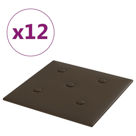 vidaXL Wandpanelen 12 st 1,08 m² 30x30 cm kunstleer bruin afbeelding2 - 1