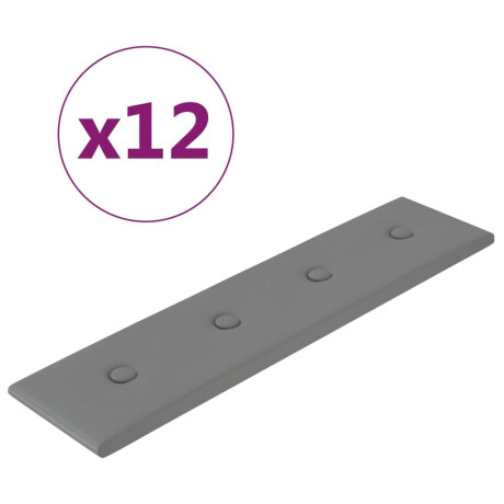vidaXL Wandpanelen 12 st 1,08 m² 60x15 cm kunstleer grijs afbeelding2 - 1