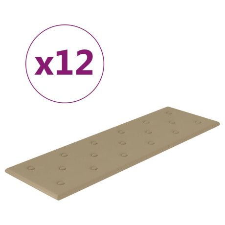 vidaXL Wandpanelen 12 st 3,24 m² 90x30 cm kunstleer cappuccinokleurig afbeelding2 - 1