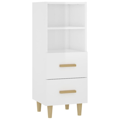 vidaXL Dressoir 34,5x34x90 cm bewerkt hout hoogglans wit afbeelding2 - 1