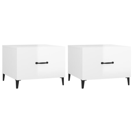 vidaXL Salontafels 2 st met metalen poten 50x50x40 cm hoogglans wit afbeelding2 - 1
