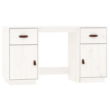 vidaXL Bureau met kastjes 135x50x75 cm massief grenenhout wit afbeelding2 - 1