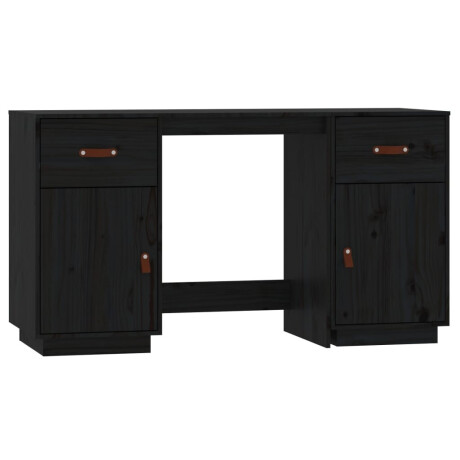 vidaXL Bureau met kastjes 135x50x75 cm massief grenenhout zwart afbeelding2 - 1