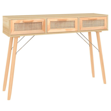 vidaXL Wandtafel 105x30x75 cm massief grenenhout en natuurlijk rattan afbeelding2 - 1