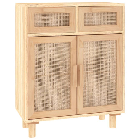 vidaXL Dressoir 60x30x75 cm massief grenenhout en rattan bruin afbeelding2 - 1