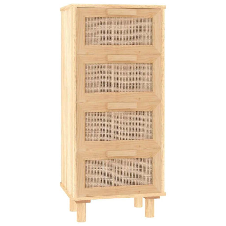 vidaXL Dressoir 40x30x90 cm massief grenenhout en rattan bruin afbeelding2 - 1