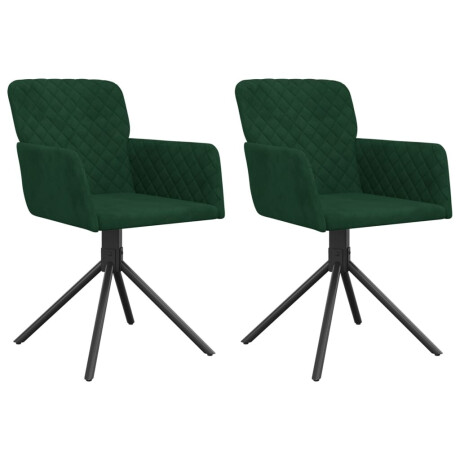 vidaXL Eetkamerstoelen draaibaar 2 st fluweel donkergroen afbeelding2 - 1