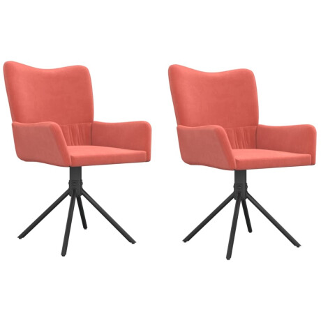 vidaXL Eetkamerstoelen draaibaar 2 st fluweel roze afbeelding2 - 1