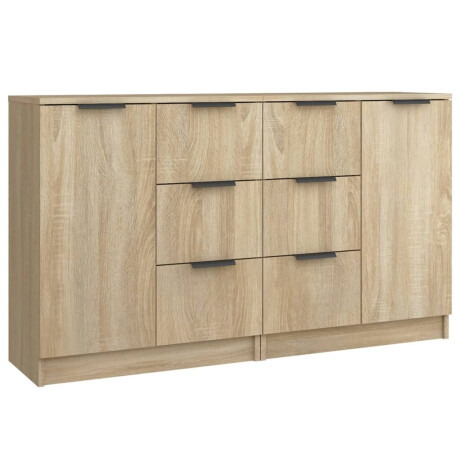 vidaXL Dressoirs 2 st 60x30x70 cm bewerkt hout sonoma eikenkleurig afbeelding2 - 1