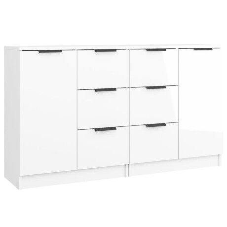 vidaXL Dressoirs 2 st 60x30x70 cm bewerkt hout hoogglans wit afbeelding2 - 1