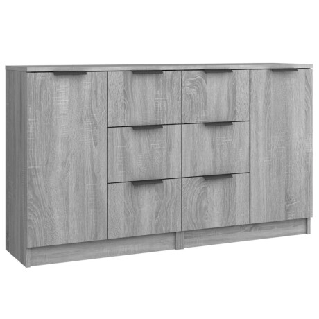 vidaXL Dressoirs 2 st 60x30x70 cm bewerkt hout grijs sonoma eiken afbeelding2 - 1