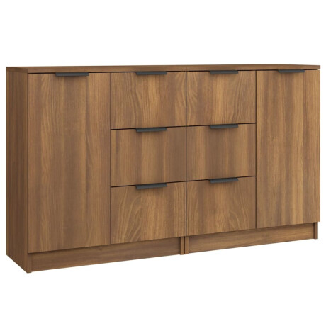 vidaXL Dressoirs 2 st 60x30x70 cm bewerkt hout bruin eikenkleur afbeelding2 - 1