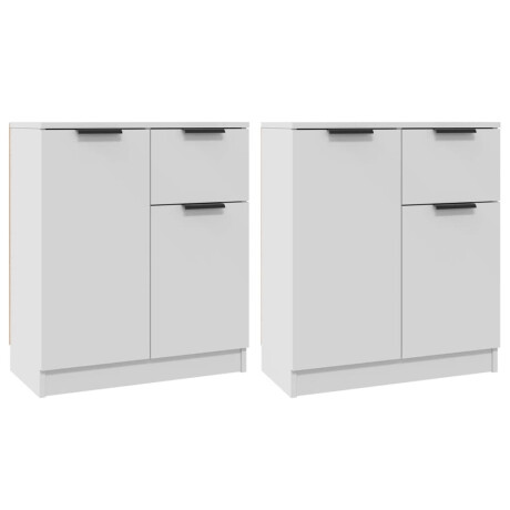 vidaXL Dressoirs 2 st 60x30x70 cm bewerkt hout wit afbeelding2 - 1