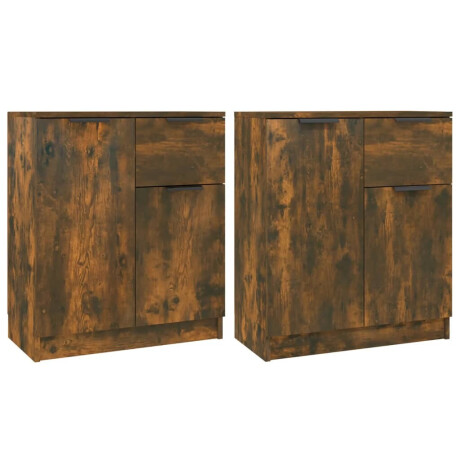 vidaXL Dressoirs 2 st 60x30x70 cm bewerkt hout gerookt eikenkleurig afbeelding2 - 1