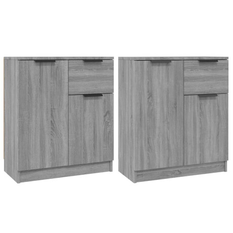 vidaXL Dressoirs 2 st 60x30x70 cm bewerkt hout grijs sonoma eiken afbeelding2 - 1