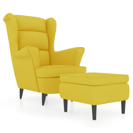 vidaXL Fauteuil met voetenbank fluweel mosterdgeel afbeelding2 - 1