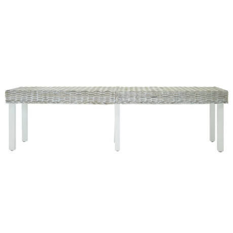 vidaXL Bankje 160x35x45 cm natuurlijk kubu rattan en mahoniehout wit afbeelding2 - 1