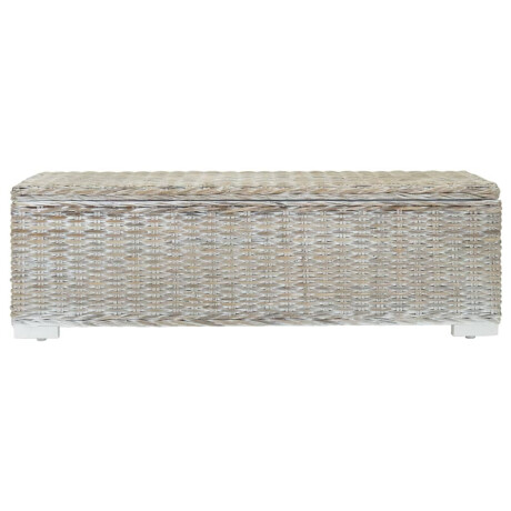 vidaXL Opbergbox 110 cm natuurlijk kubu rattan & massief mahoniehout wit afbeelding2 - 1