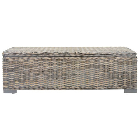vidaXL Opbergbox 110 cm natuurlijk kubu rattan en mahoniehout grijs afbeelding2 - 1