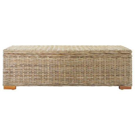 vidaXL Opbergbox 110 cm natuurlijk kubu rattan en massief mahoniehout afbeelding2 - 1