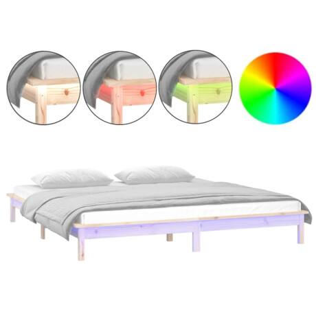 vidaXL Bedframe LED massief hout 180x200 cm afbeelding2 - 1