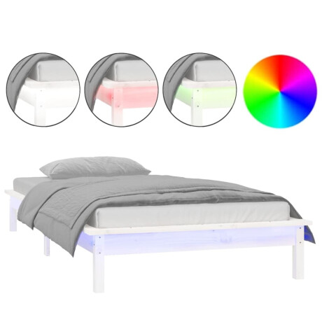 vidaXL Bedframe LED massief hout wit 90x190 cm afbeelding2 - 1