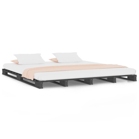 vidaXL Palletbed massief grenenhout grijs 200x200 cm afbeelding2 - 1
