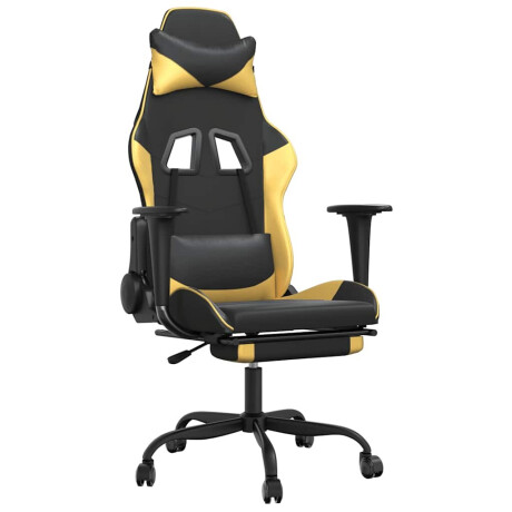 vidaXL Massage gamestoel met voetensteun kunstleer zwart/goudkleurig afbeelding2 - 1