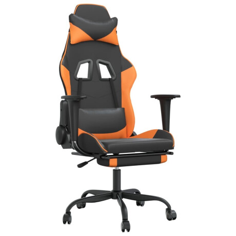 vidaXL Massage gamestoel met voetensteun kunstleer zwart en oranje afbeelding2 - 1