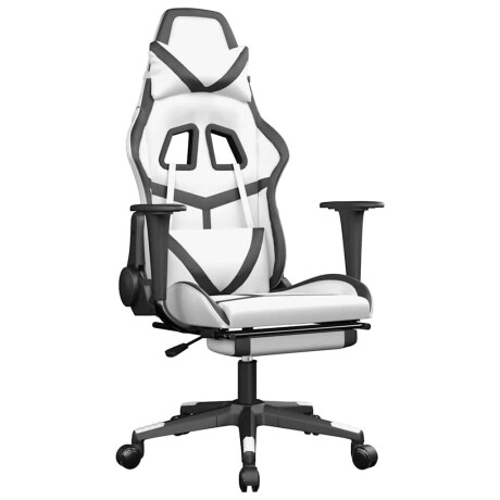 vidaXL Massage gamestoel met voetensteun kunstleer wit en zwart afbeelding2 - 1