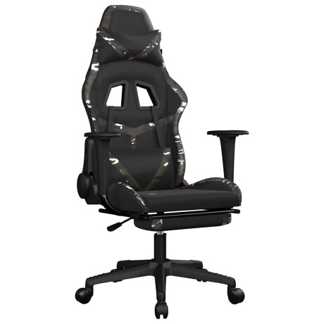 vidaXL Massage gamestoel met voetensteun kunstleer zwart en camouflage afbeelding2 - 1