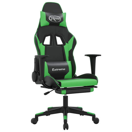 vidaXL Massage gamestoel met voetensteun kunstleer zwart en groen afbeelding2 - 1