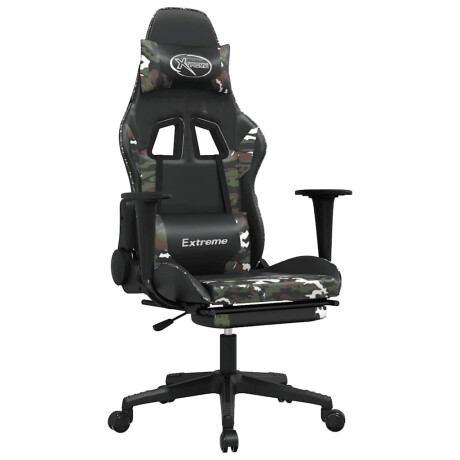 vidaXL Massage gamestoel met voetensteun kunstleer zwart en camouflage afbeelding2 - 1