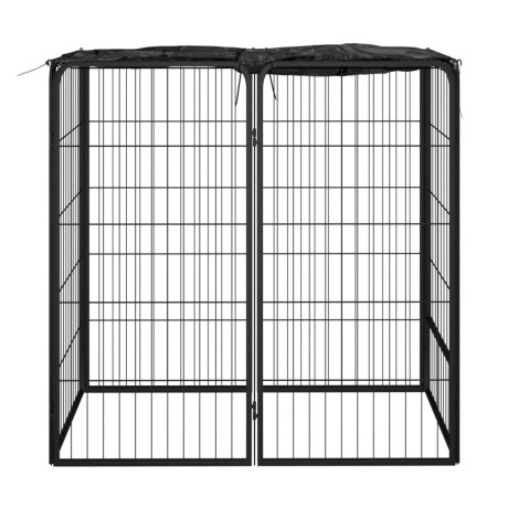 vidaXL Hondenkennel 6 panelen 50 x 100 cm gepoedercoat staal zwart afbeelding2 - 1