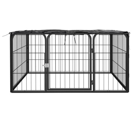 vidaXL Hondenkennel 4 panelen 100x50 cm gepoedercoat staal zwart afbeelding2 - 1