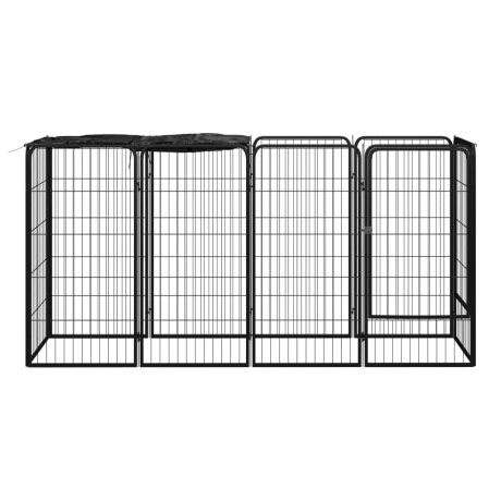 vidaXL Hondenkennel 10 panelen 50 x 100 cm gepoedercoat staal zwart afbeelding2 - 1
