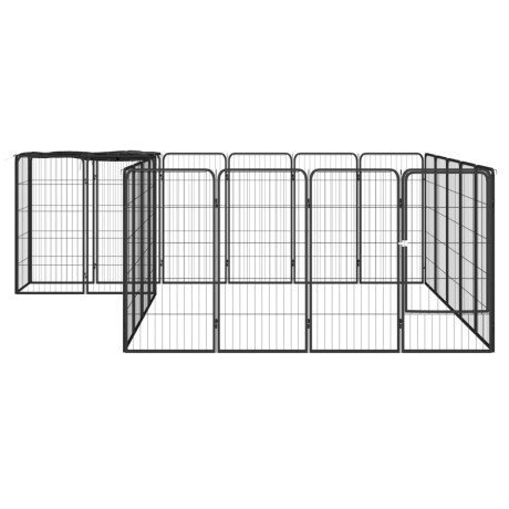 vidaXL Hondenkennel 22 panelen 50x100 cm gepoedercoat staal zwart afbeelding2 - 1