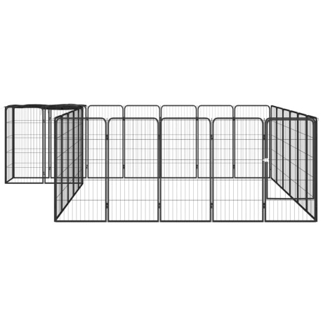 vidaXL Hondenkennel 26 panelen 50x100 cm gepoedercoat staal zwart afbeelding2 - 1