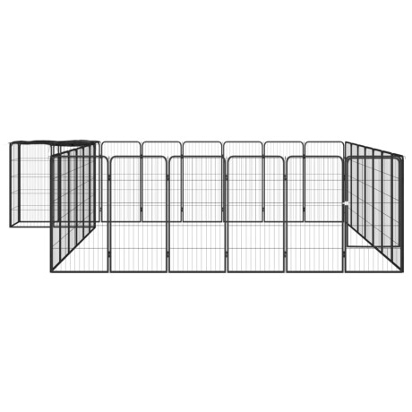 vidaXL Hondenkennel 30 panelen 50 x 100 cm gepoedercoat staal zwart afbeelding2 - 1