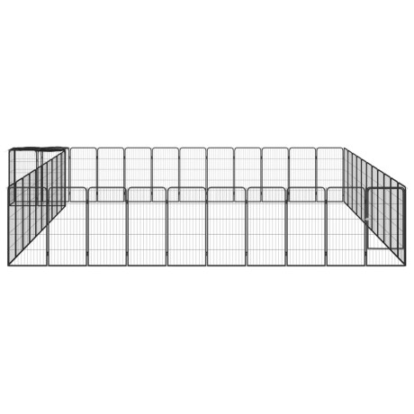 vidaXL Hondenkennel 46 panelen 50x100 cm gepoedercoat staal zwart afbeelding2 - 1