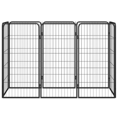 vidaXL Hondenkennel 8 panelen 50x100 cm gepoedercoat staal zwart afbeelding2 - 1
